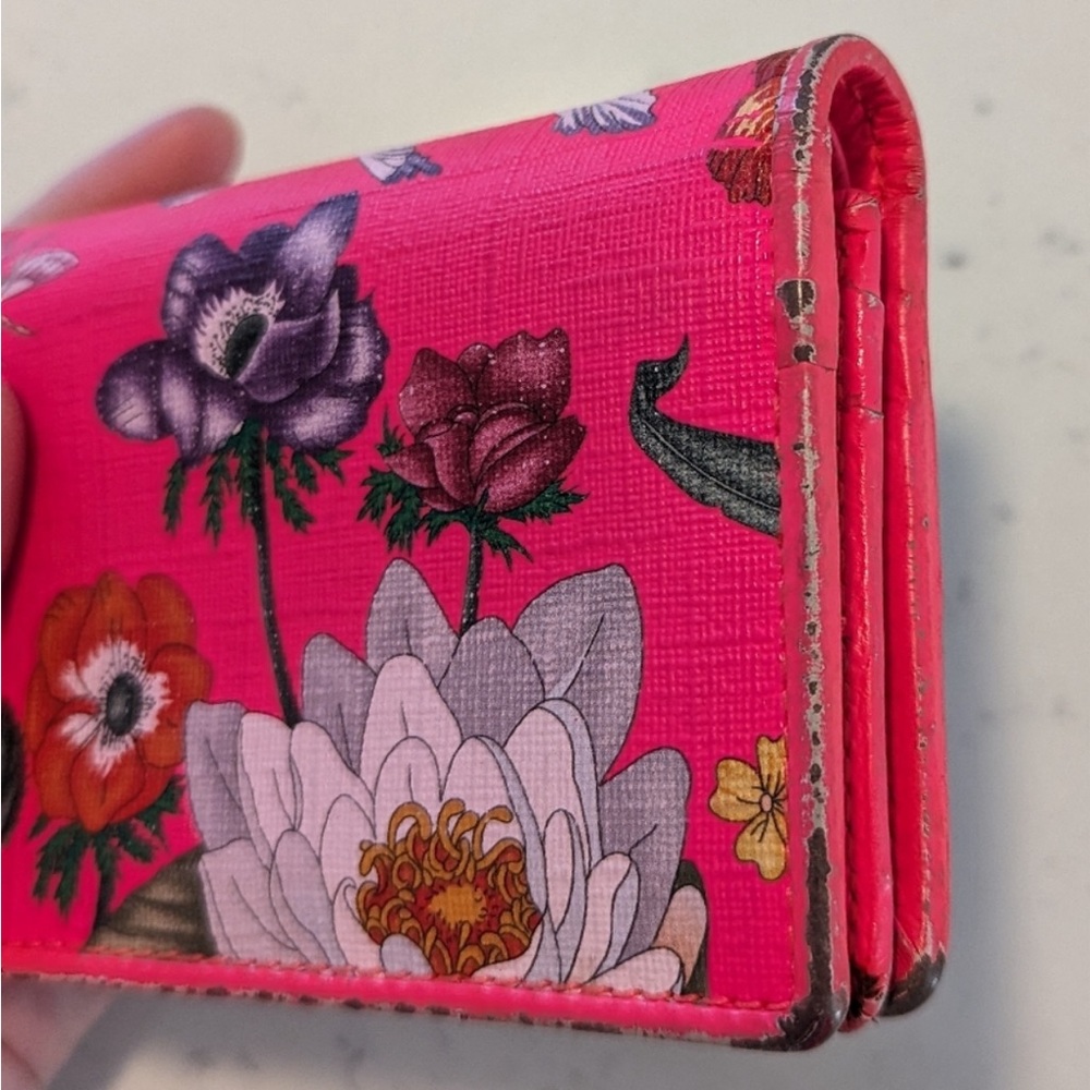 Gucci Pink Floral GG Horsebit Card Case - Picture 11 of 11
